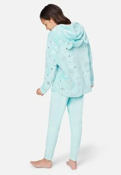 Komar Plush Patterned Hooded Pajama Set