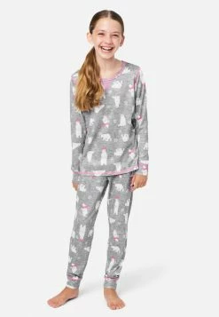 Komar Patterned Raglan Pajama Set Plus Sizes