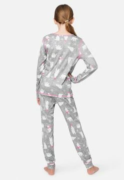 Komar Patterned Raglan Pajama Set Plus Sizes