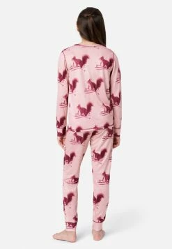 Komar Patterned Henley Pajama Set Plus Sizes