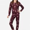 Komar Patterned Raglan Pajama Set Plus Sizes