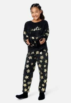 Komar Faux Sherpa Patterned Pajama Set Plus Sizes
