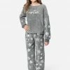 Komar Faux Sherpa Patterned Pajama Set Plus Sizes