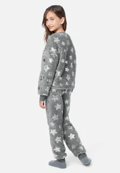 Komar Faux Sherpa Patterned Pajama Set Plus Sizes