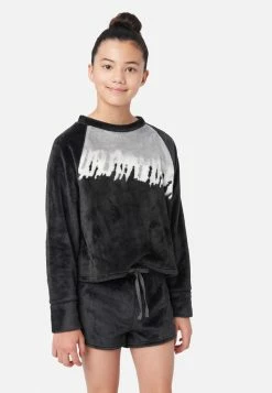 KOMAR Tie-Dye Fleece Shorts Pajama Set Plus Sizes