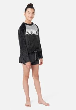 KOMAR Tie-Dye Fleece Shorts Pajama Set Plus Sizes