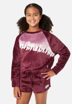KOMAR Tie-Dye Fleece Shorts Pajama Set Plus Sizes