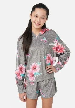 KOMAR Sweatshirt & Shorts Pajama Set Plus Sizes