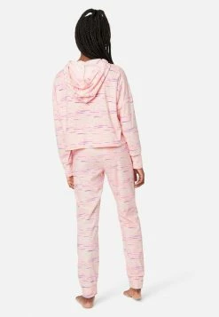 KOMAR Plus Sizes Graphic Space-Dyed Hoodie Pajama Set