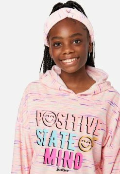 KOMAR Plus Sizes Graphic Space-Dyed Hoodie Pajama Set