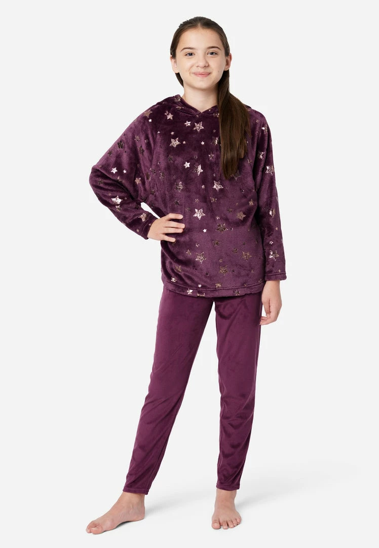 Komar Plus Sizes Plush Patterned Hooded Pajama Set 3 Komar Plus Sizes Plush Patterned Hooded Pajama Set