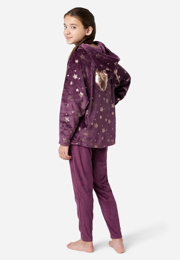 Komar Plus Sizes Plush Patterned Hooded Pajama Set 4 Komar Plus Sizes Plush Patterned Hooded Pajama Set