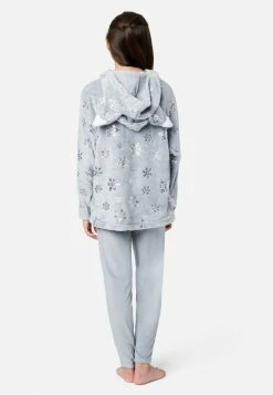 Komar Plus Sizes Plush Patterned Hooded Pajama Set