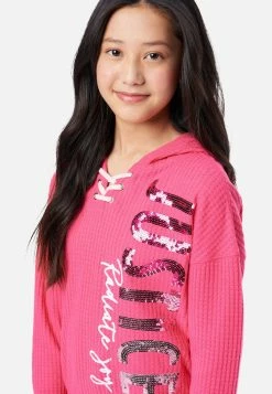 ADJMI Collection X By Justice Lace-up Waffle Sweatshirt