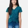 Adjmi Ribbed Cinch V-Neck Tee 1 Adjmi Ribbed Cinch V-Neck Tee