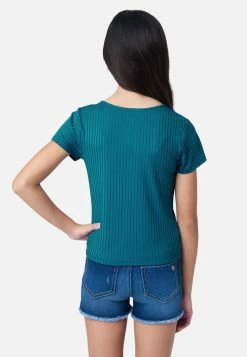 Adjmi Ribbed Cinch V-Neck Tee