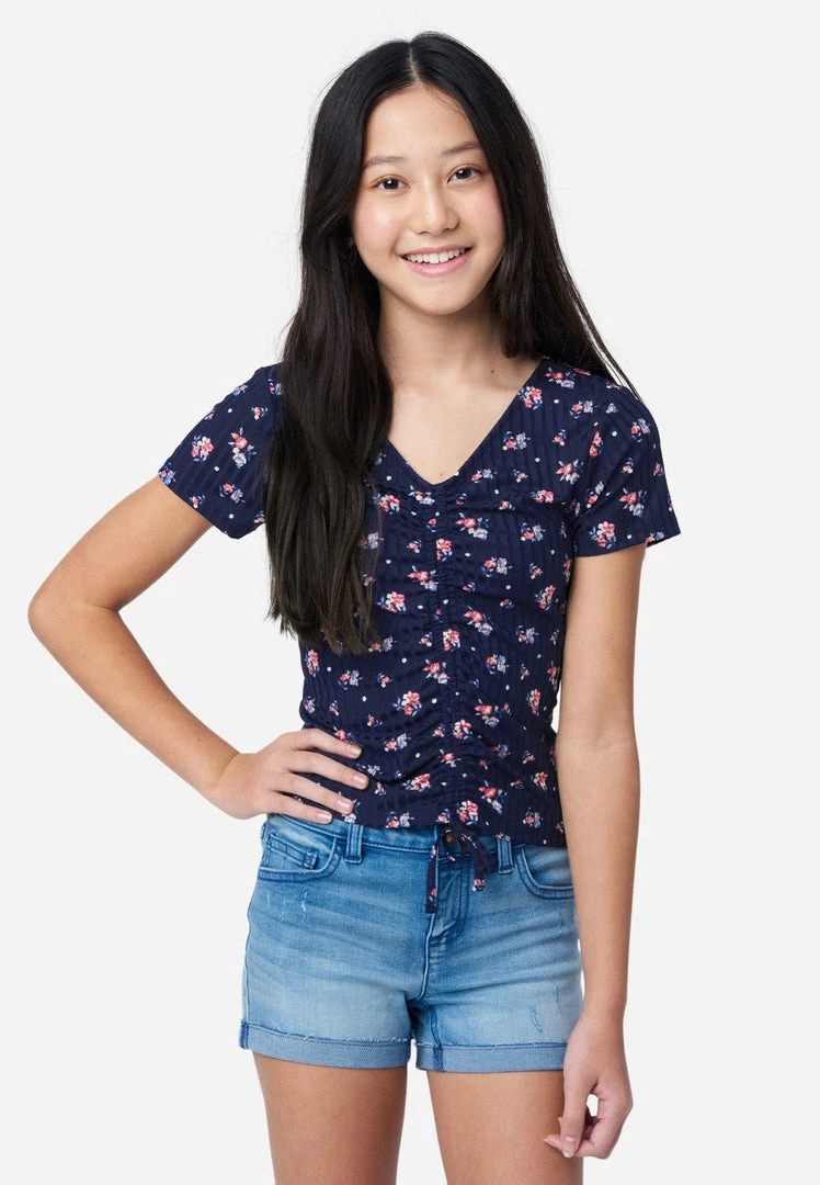 Adjmi Tops Ribbed Cinch V-Neck Tee 6 Adjmi Tops Ribbed Cinch V-Neck Tee