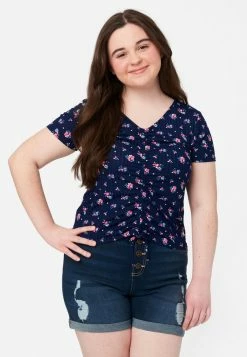 Adjmi Tops Ribbed Cinch V-Neck Tee