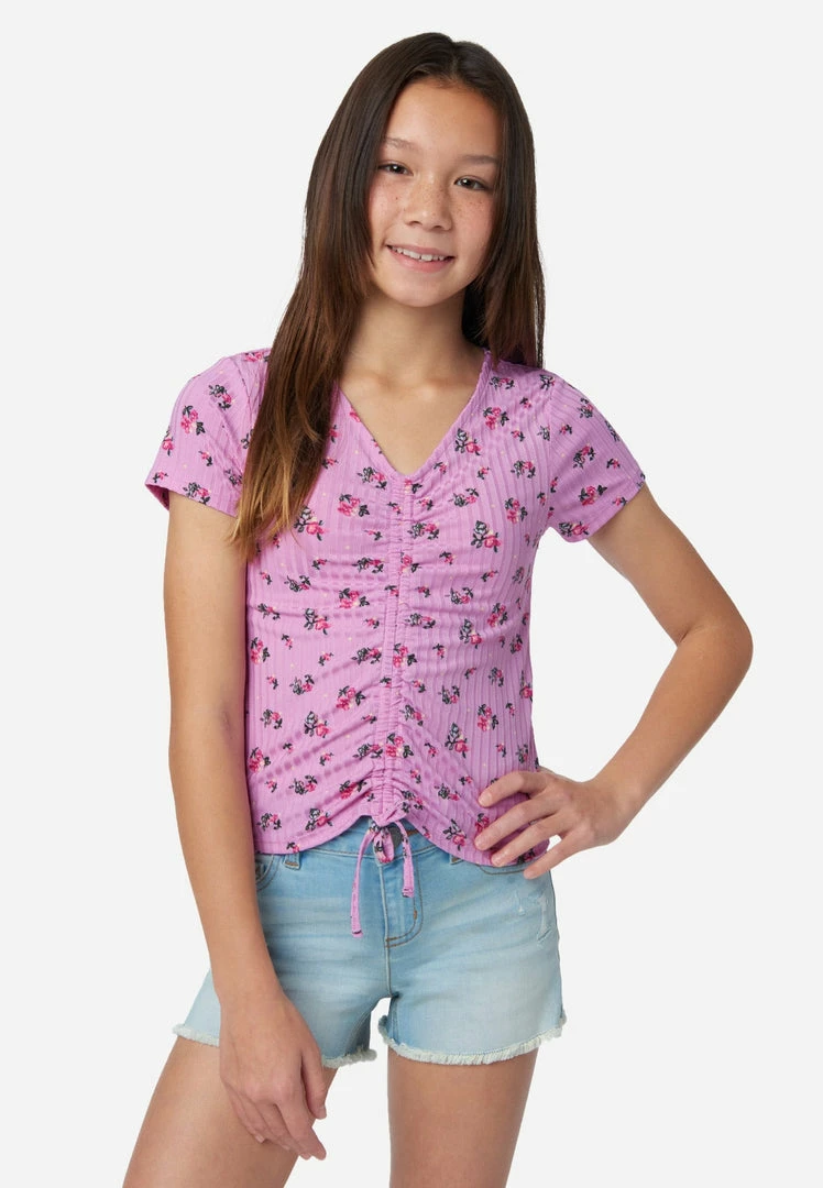 Adjmi Ribbed Cinch V-Neck Tee Tops 3 Adjmi Ribbed Cinch V-Neck Tee Tops