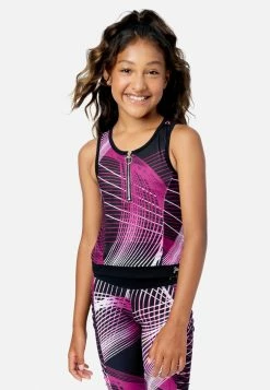 Adjmi Collection X By Justice Patterned Zip-Front Tank