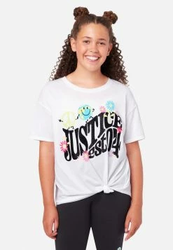 ADJMI Graphic Knot Front Tee Tops