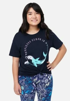 ADJMI Tops Graphic Knot Front Tee