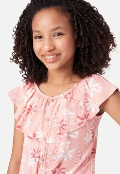 ADJMI Tops Rouched Ruffle Neck Tank