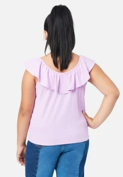 ADJMI Tops Rouched Ruffle Neck Tank
