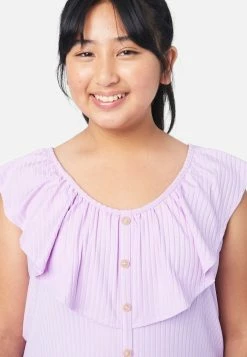 ADJMI Tops Rouched Ruffle Neck Tank