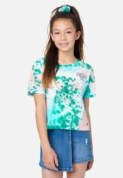 ADJMI Tops Tie-Dye Oversized Tee With Scrunchie
