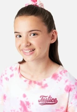 ADJMI Tops Tie-Dye Oversized Tee With Scrunchie