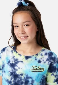 ADJMI Tie-Dye Oversized Tee With Scrunchie Tops