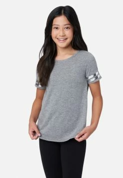 Adjmi Tops Sequin Stripe Scoop-Neck Tee