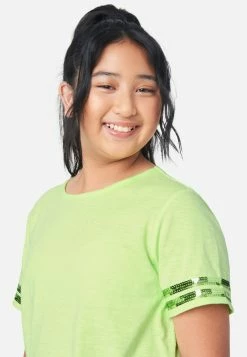 Adjmi Sequin Stripe Scoop-Neck Tee Tops