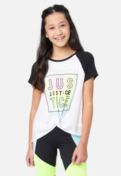 Adjmi Collection X By Justice Graphic Twist-Front Tee Tops