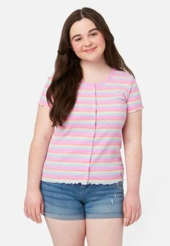 Adjmi Patterned Button-Up Tee Tops