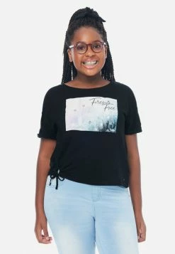 Adjmi Graphic Tie-Front Tee & Hair Tie Tops