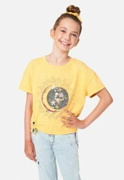 Adjmi Tops Graphic Tie-Front Tee & Hair Tie