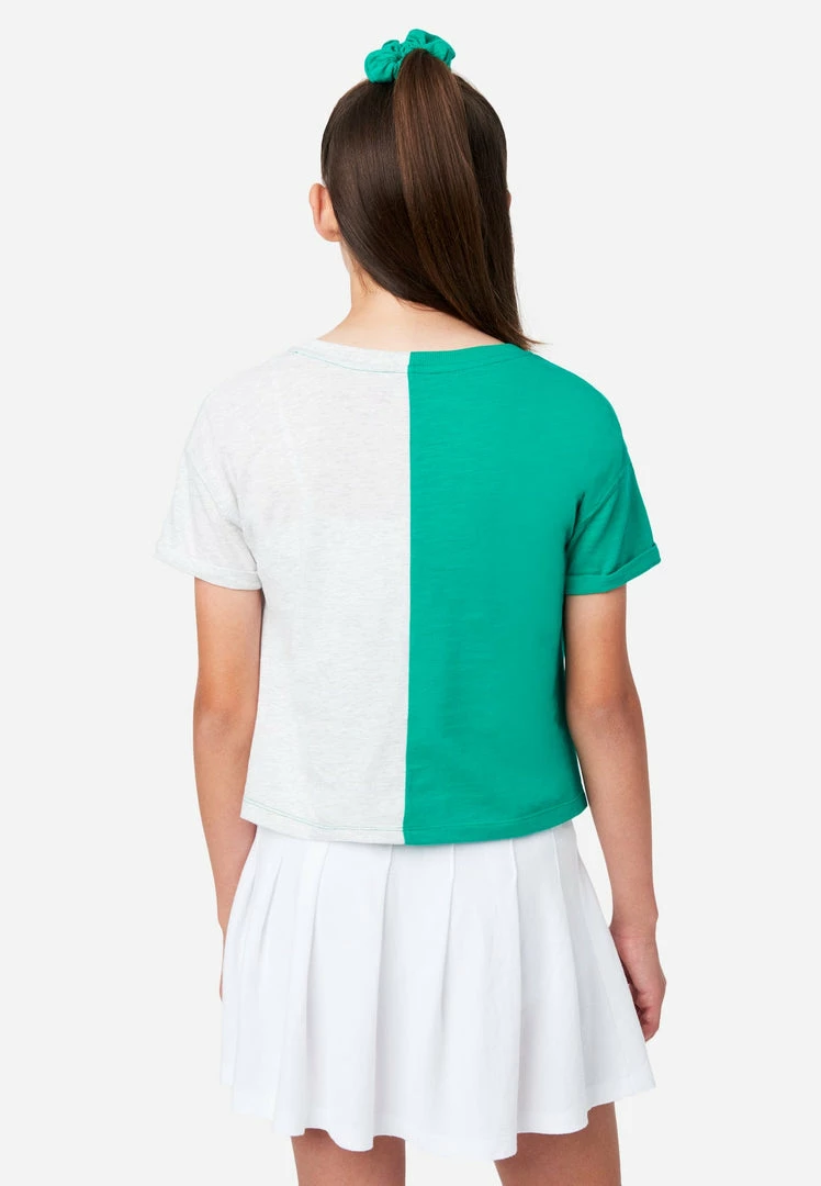 ADJMI Split Graphic Oversized SS Tee- Branded W. Scrunchy Tops 4 ADJMI Split Graphic Oversized SS Tee- Branded W. Scrunchy Tops