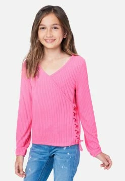 Adjmi Ribbed Lace-Up Wrap Top Tops