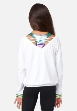 Adjmi J Sport Graphic Layered Cropped Sweatshirt Tops