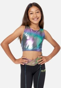 Adjmi J Sport Graphic Layered Cropped Sweatshirt Tops