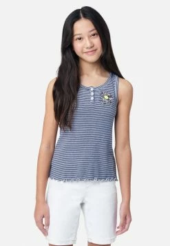 Adjmi Tops Striped Graphic Henley Tank