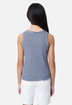 Adjmi Tops Striped Graphic Henley Tank
