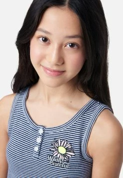 Adjmi Tops Striped Graphic Henley Tank