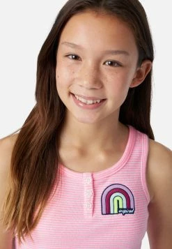 Adjmi Tops Striped Graphic Henley Tank