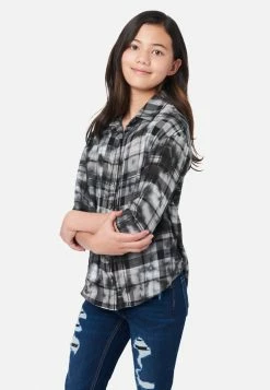 Adjmi Tie-Dye Plaid Button-Up Top