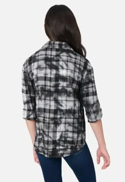 Adjmi Tie-Dye Plaid Button-Up Top
