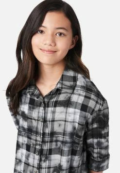 Adjmi Tie-Dye Plaid Button-Up Top