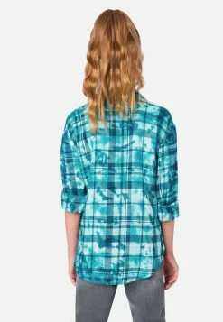 Adjmi Tops Tie-Dye Plaid Button-Up Top